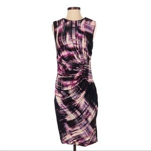 Lela Rose Printed Dress Knee Length Pink Purple 2, Bodycon